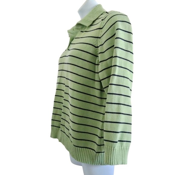 Liz Claiborne Woman Size 3X Knit Sweater Striped Collared Pullover Long Sleeve - Picture 6 of 10